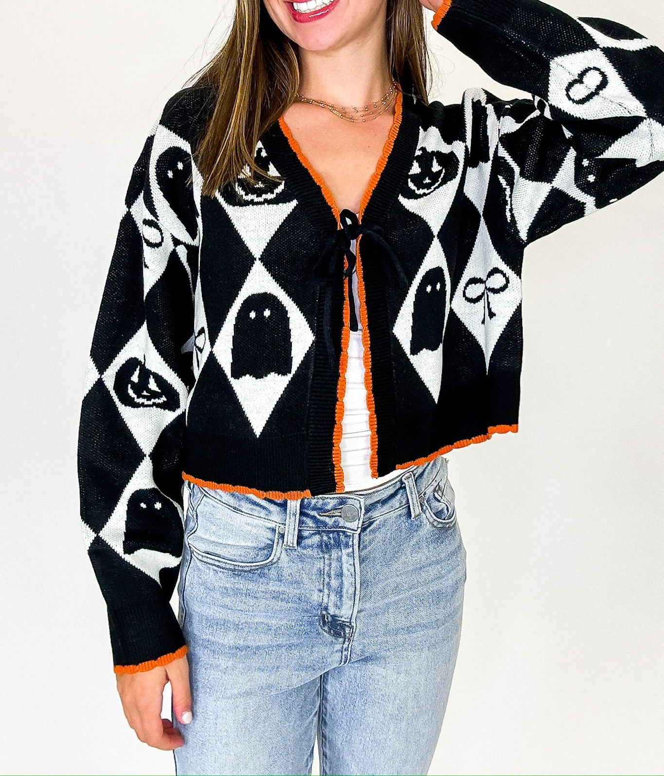 Ghoul Grid Argyle Knit Cardigan - FINAL SALE