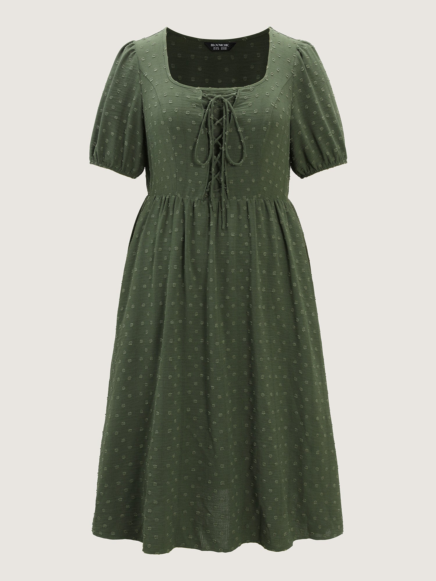 Cross-Tie Stretchy Waist Pocket Midi Dress