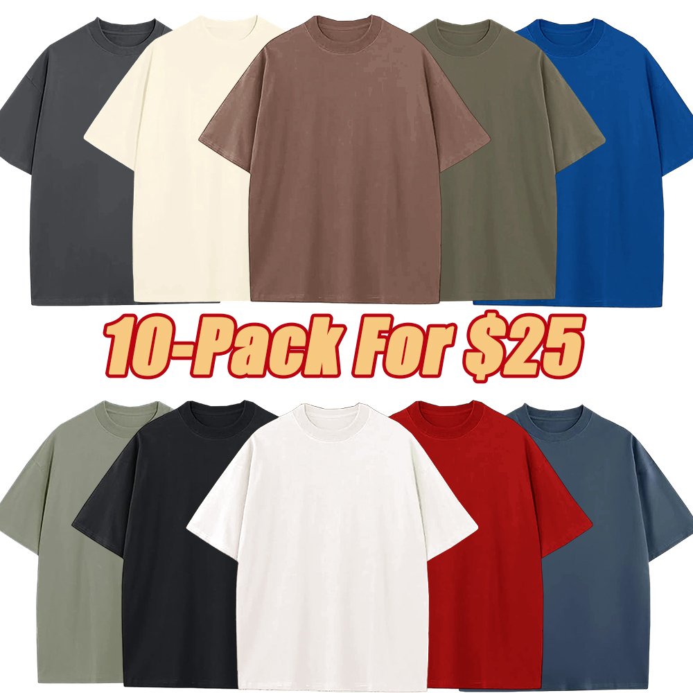 Men’s Multi-Pack Heavyweight 100% Cotton Drop Shoulder Fashion Tees