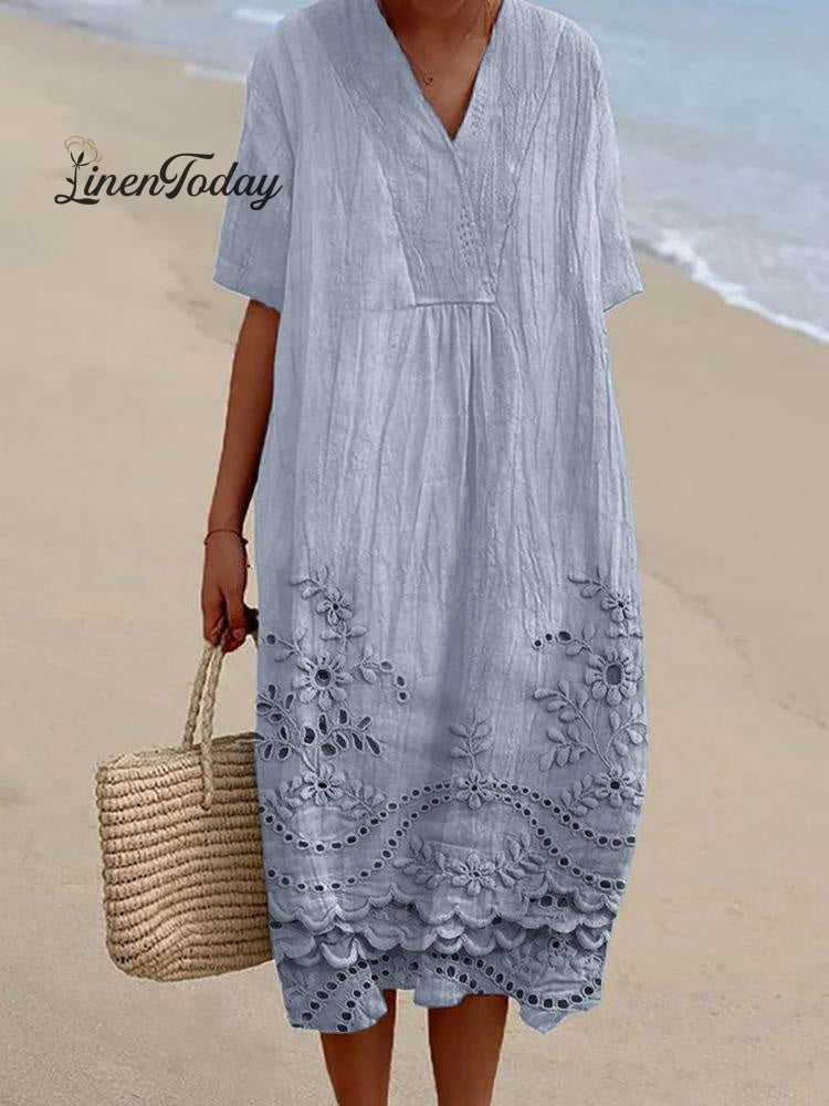 Women's Vintage Floral Pattern Art Print Flowy Dress