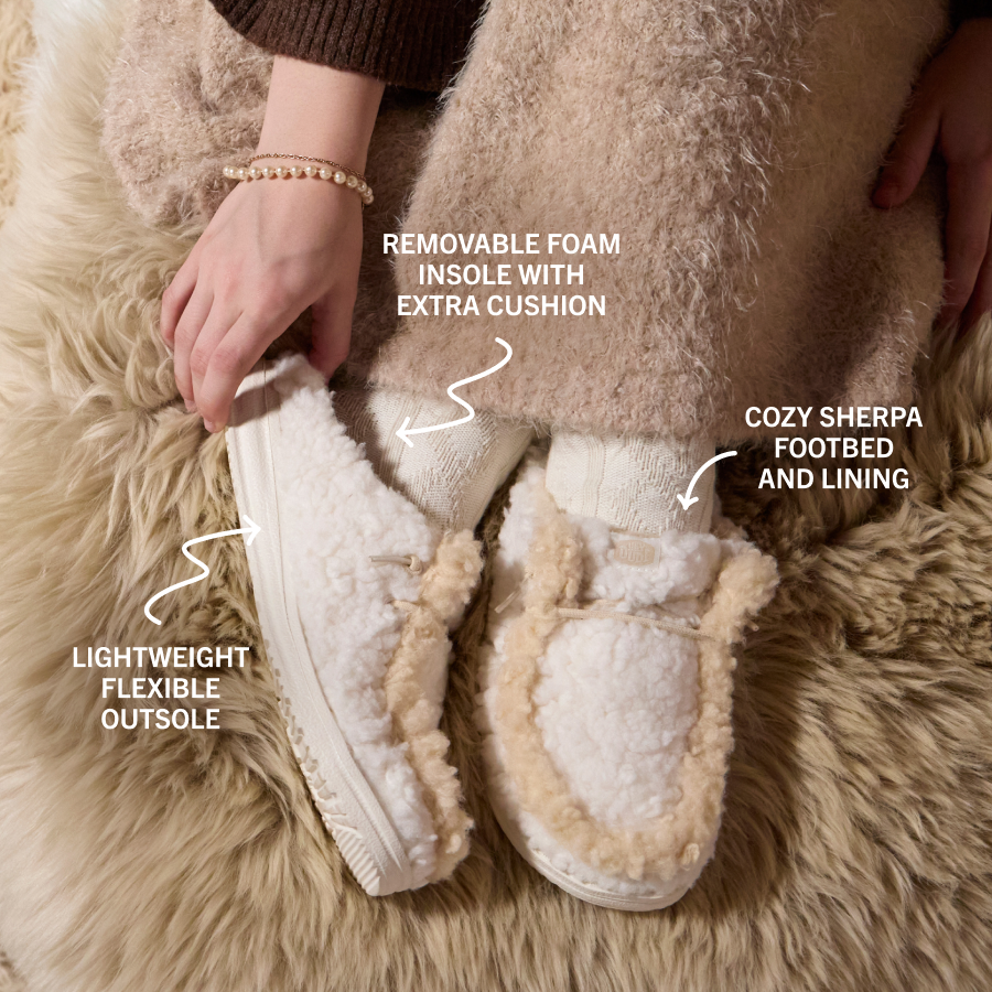 Wendy Slipper - Egret/Wood Ash