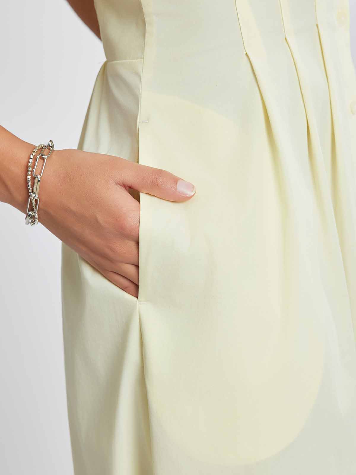 ASOBIO Button-Front Pleated Midi Shirt Dress