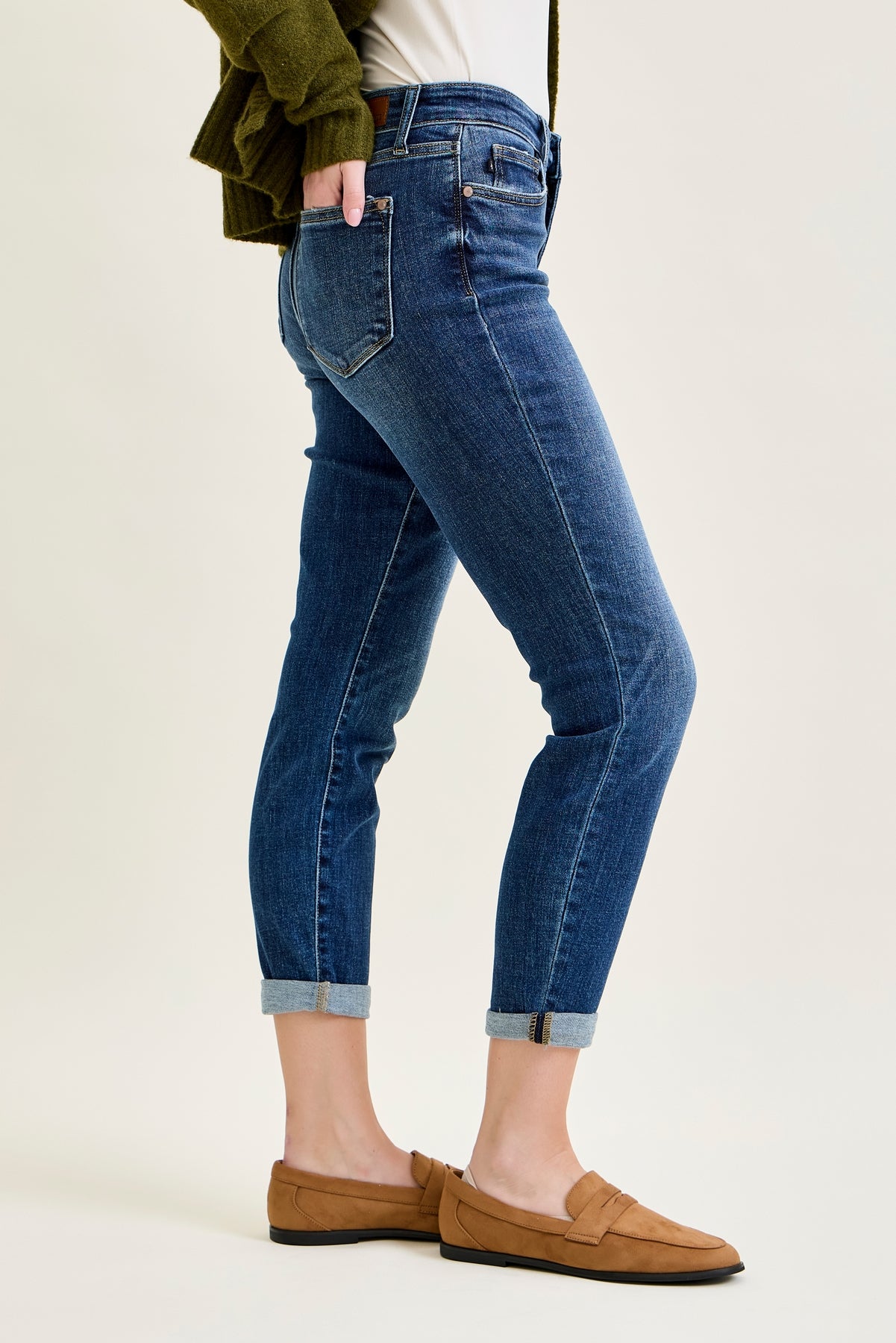 Addison Mid Rise Classic Cuffed Boyfriend Jeans