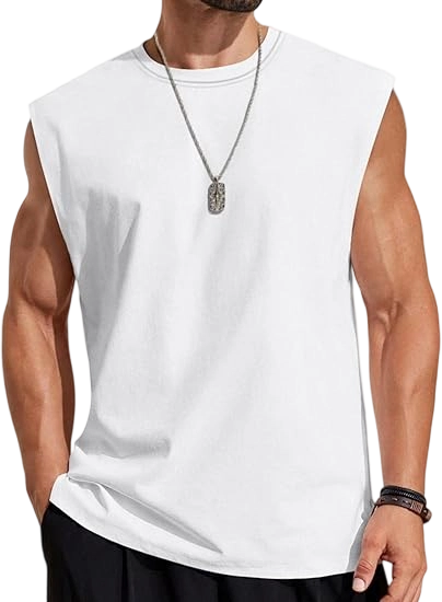 Men's Solid Color Round Neck Tank Top, Loose Casual Comfy Classic Crew Neck Sleeveless Top for Summer