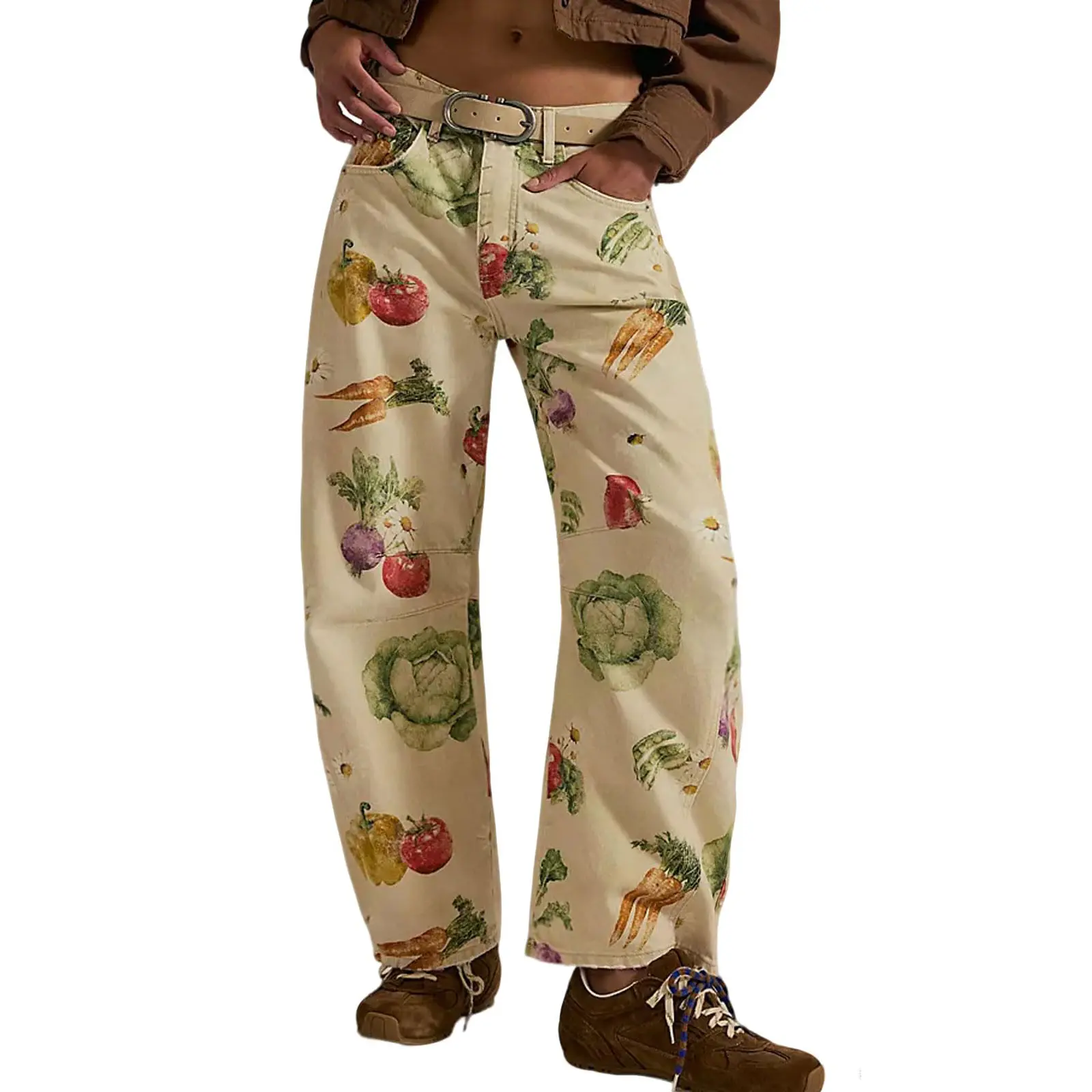 Women's Printed Wide-Leg Jeans