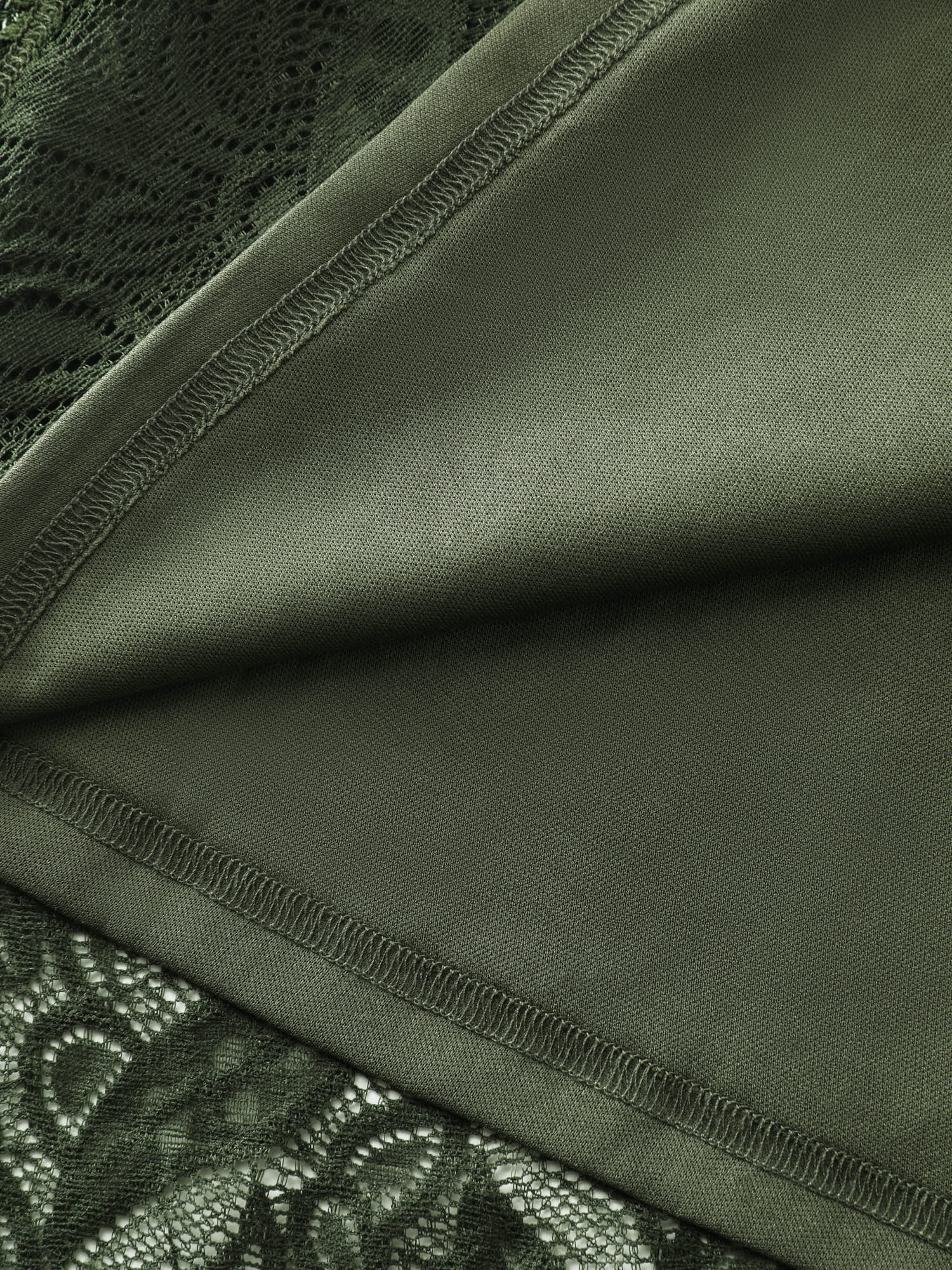 Mock Neck Lace Pockets Midi Dress