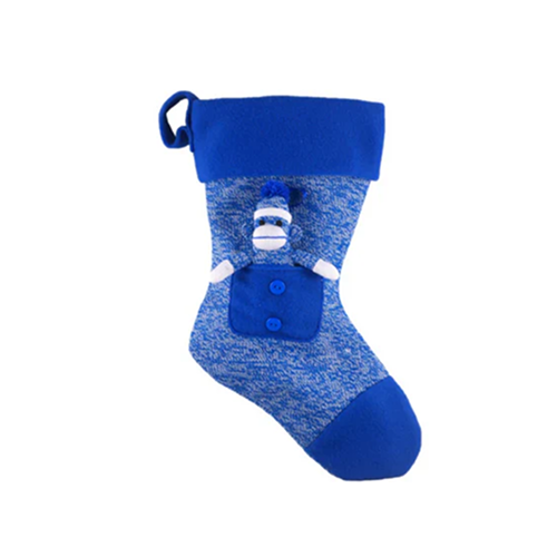 Sock Monkey Stocking Blue 16inch