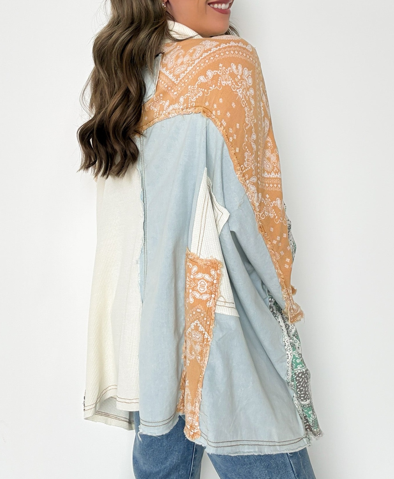 Patchwork Contrast Denim Shirt