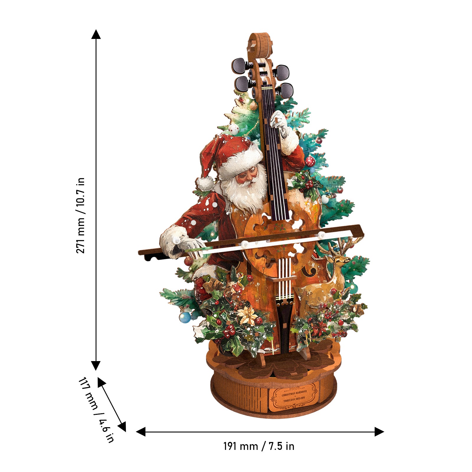 Christmas Concerto Cello â€“ DIY Wooden Music Box, 3D Puzzle Craft Kit