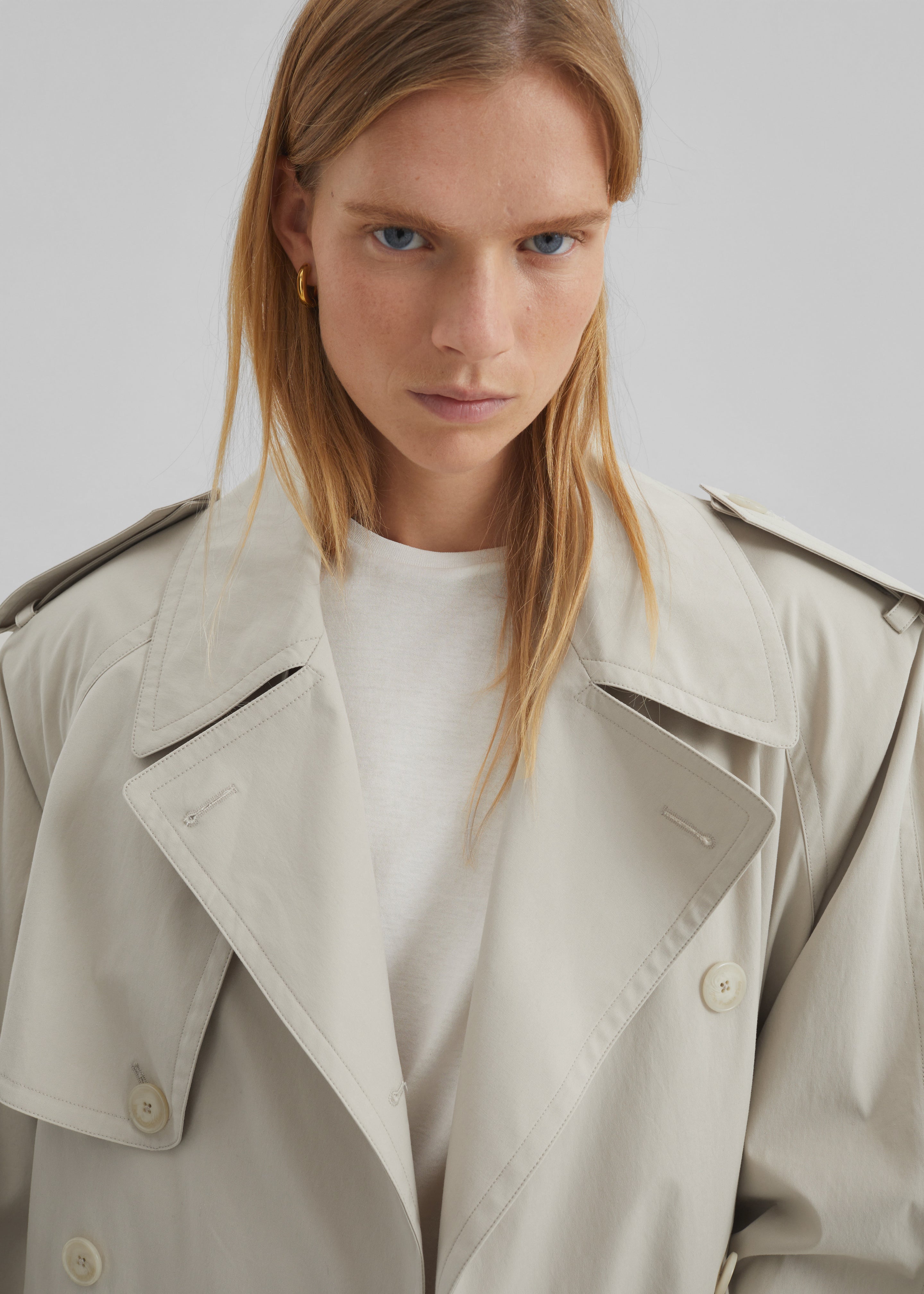 Riva Cotton Trench Coat - Light Beige