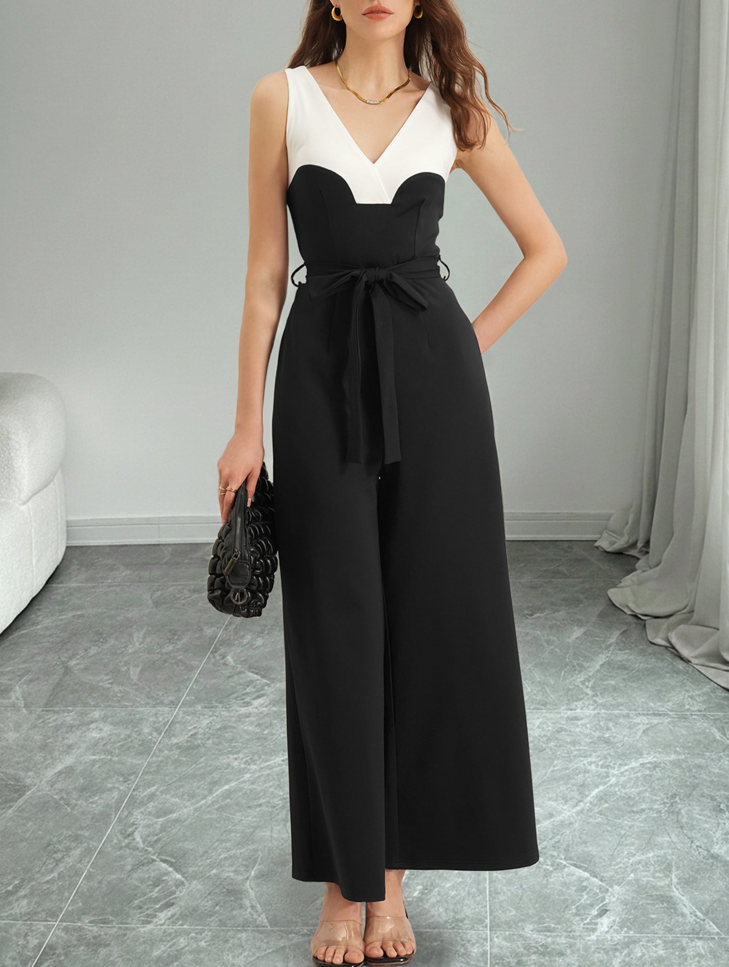 Color Block Cami Wide Leg Jumpsuit