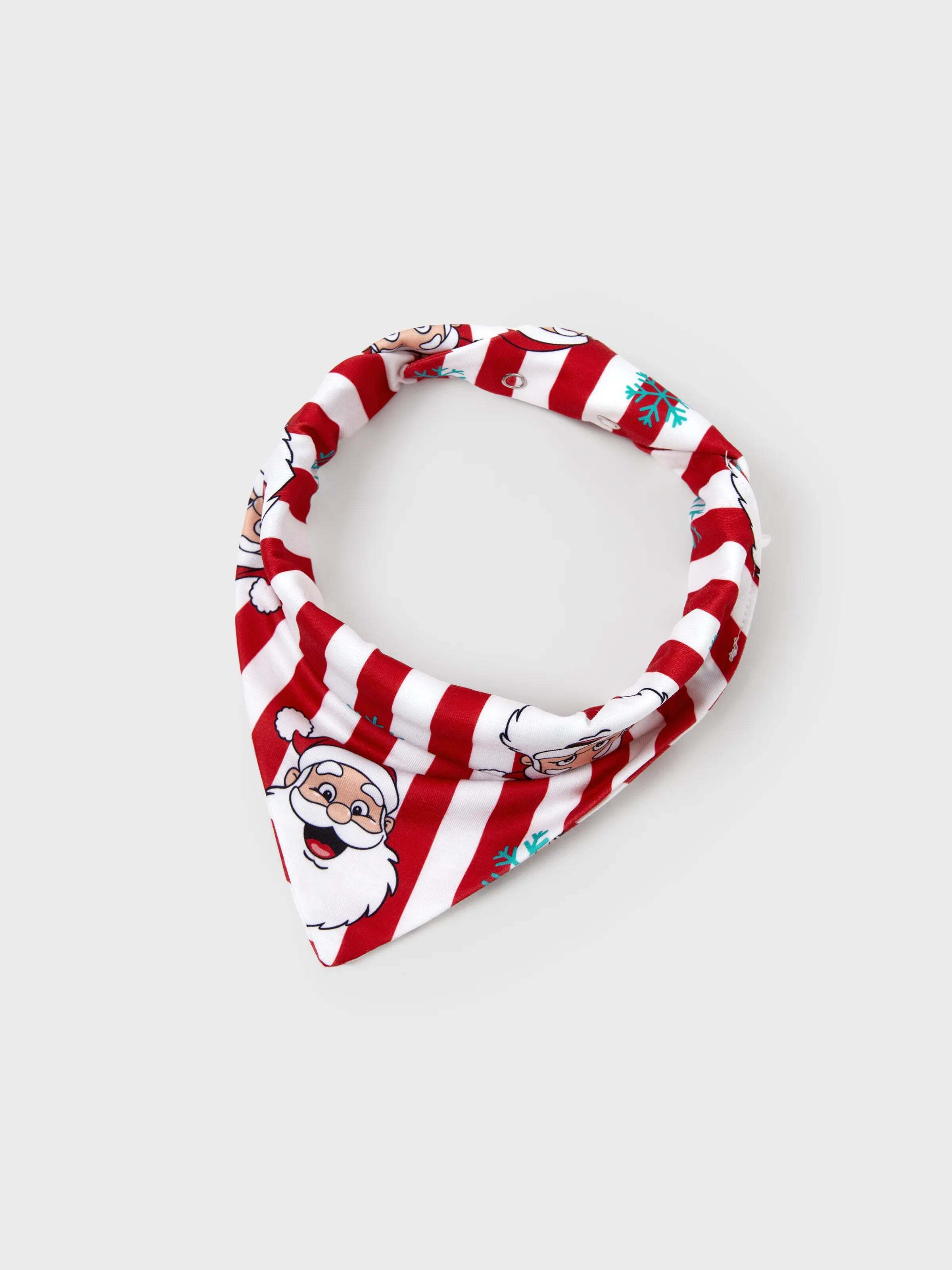 Christmas Matching Family Pajamas Set Santa Claus and Snowflakes Red Stripes PJS Red