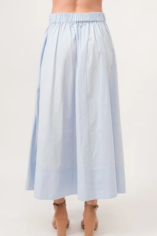 A-line Flowing Elastic Back Midi Skirt
