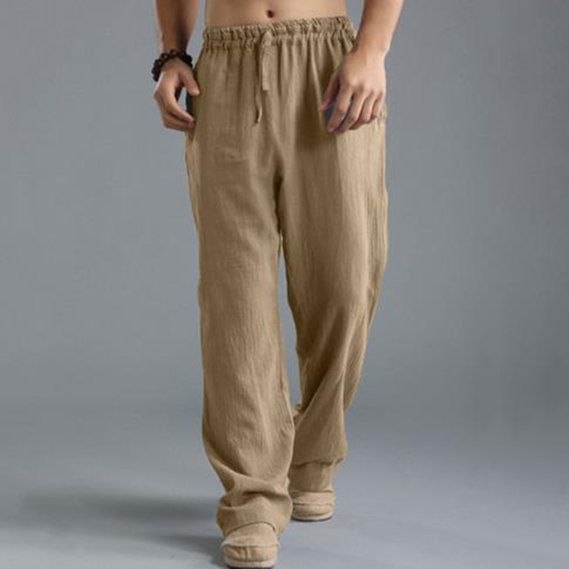 Men'S Vintage Drawstring Casual Cotton Linen Pants