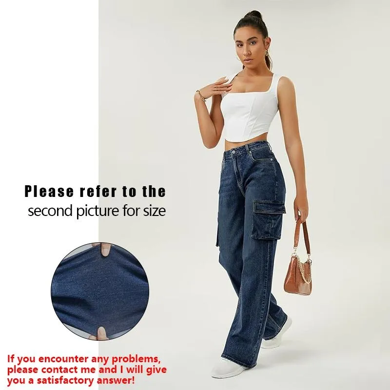 Women High Waisted Cargo Jean