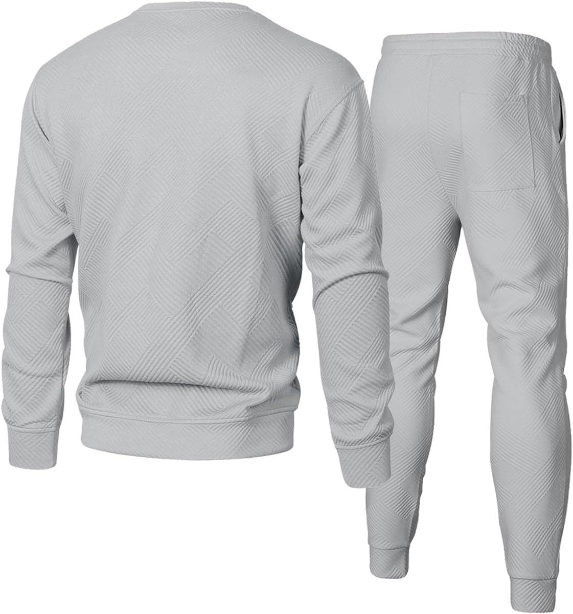 Men's 2 Piece Outfits Knit Jacquard Pullover Sweatshirt Tracksuit & Joggers Sweatpants Sweatsuit Sets with Pockets