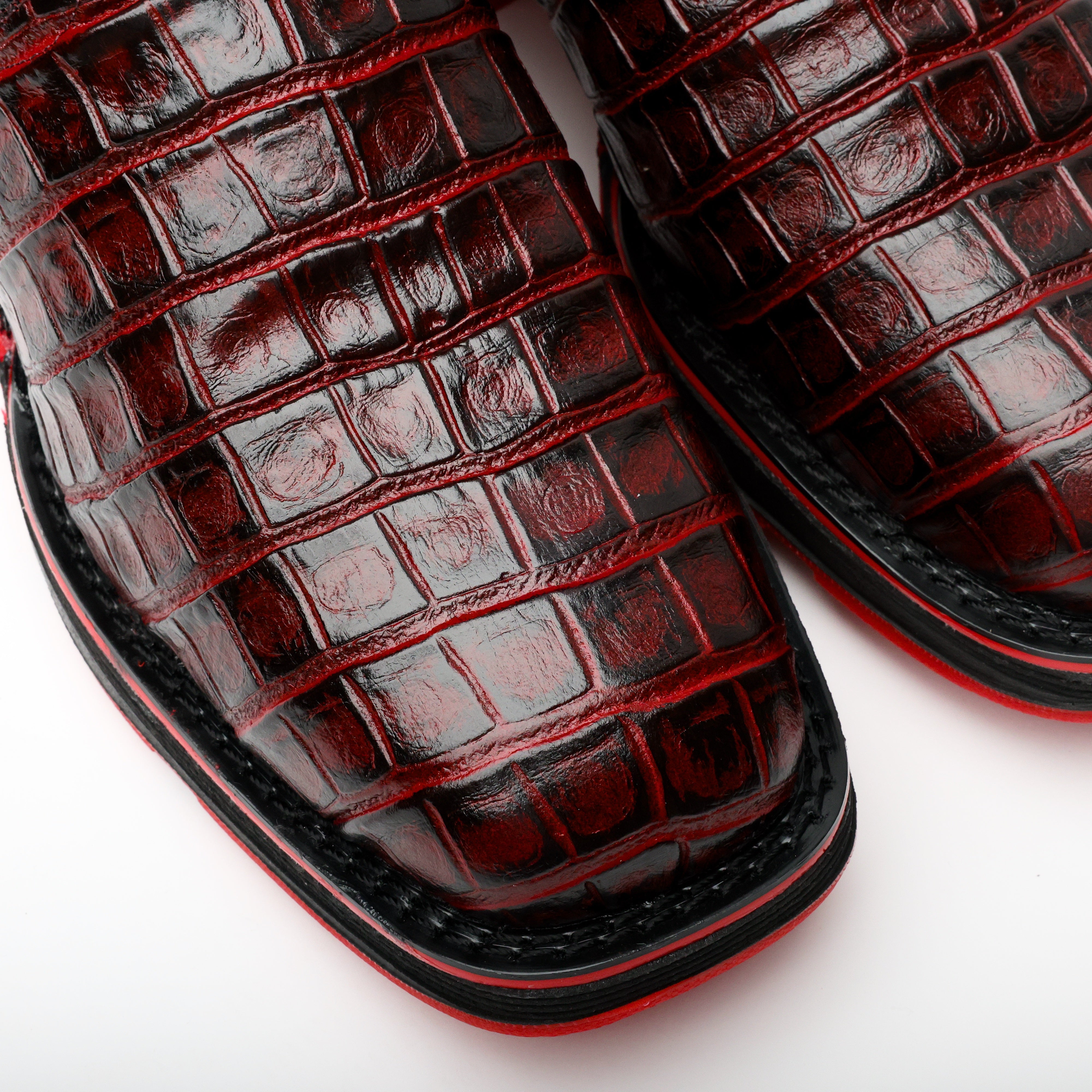 Black Cherry American Gator Belly Leather Boots With 3D Lightweight Sole - Composite Toe