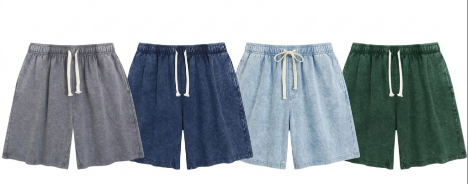 Unisex Acid Washed Vintage Shorts