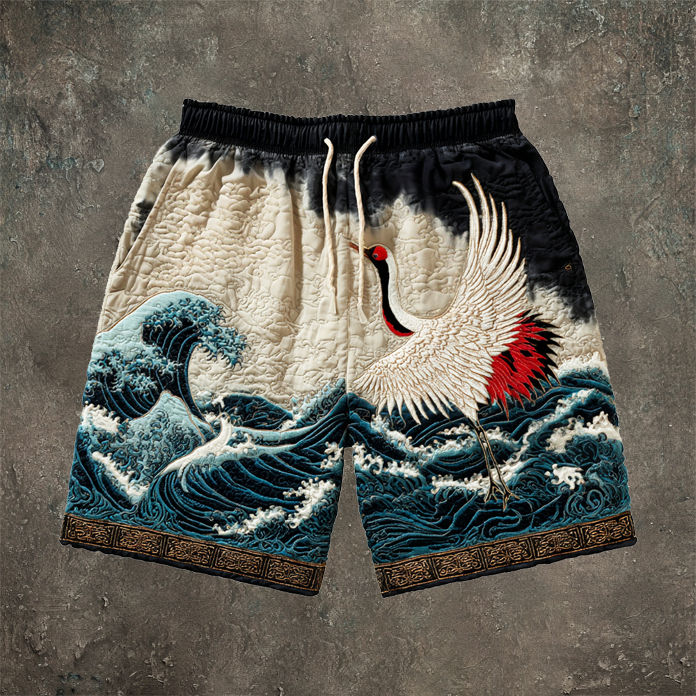 Japanese Ocean & Crane Gradient Men's Mini Short