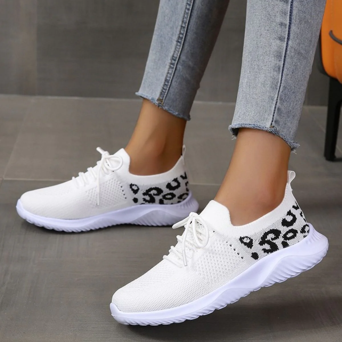 Leopard Breathable Mesh Lace Up Athletic Shoes (2 color options)