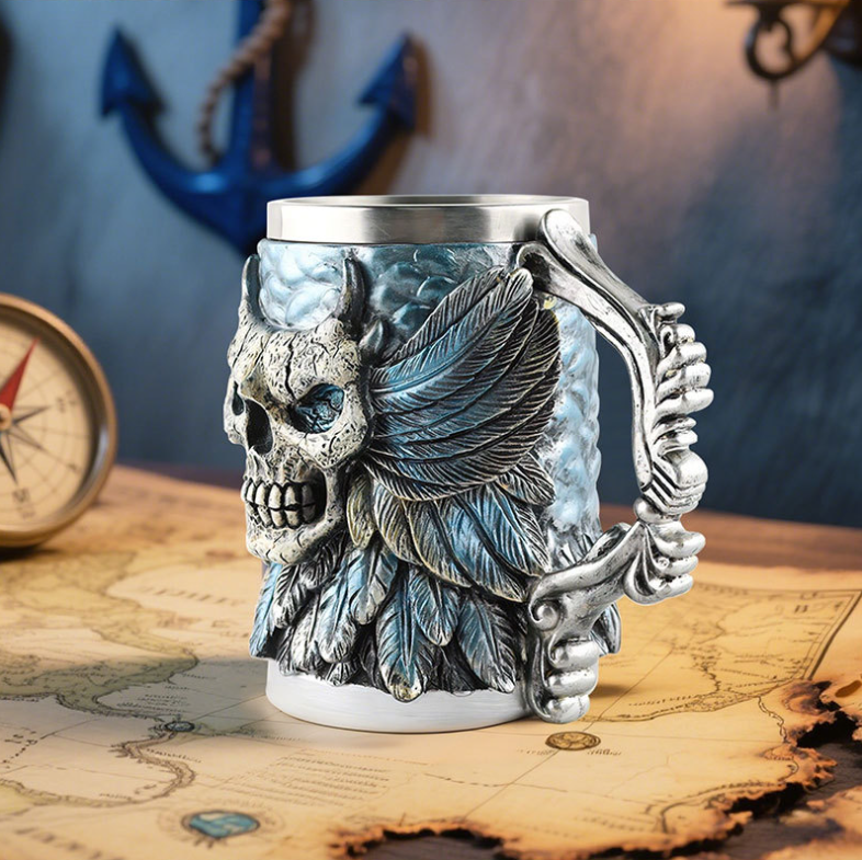 Scary Halloween Skull Beer Mug