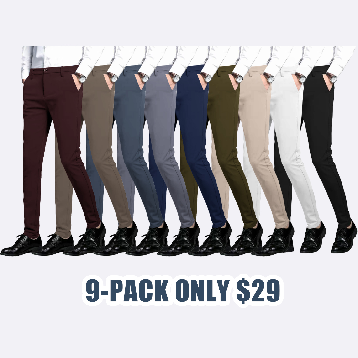 Men's Slim Fit Stretch Dress Pants – Skinny Tailored Suit Pants for Business Casual & Formal Wear