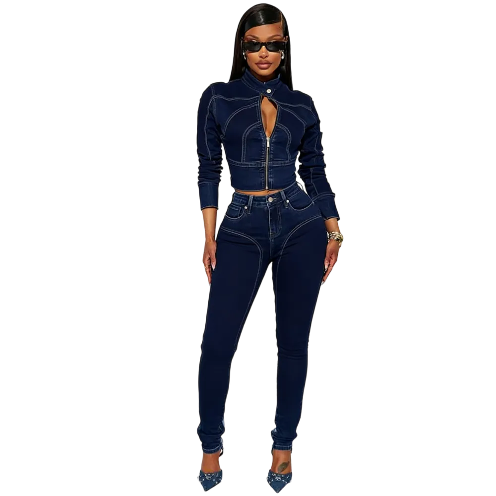 Women's Two Tone Denim Set