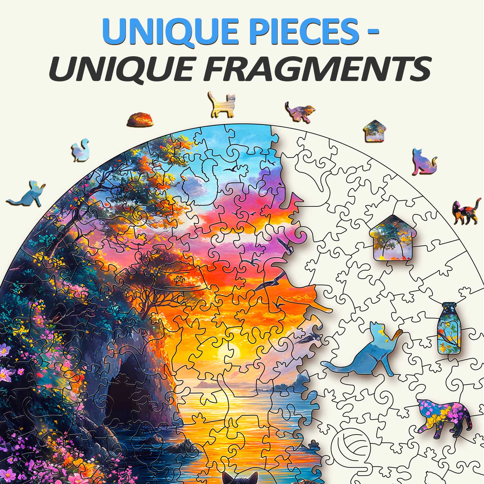 Sunset Kitten Wooden Jigsaw Puzzle