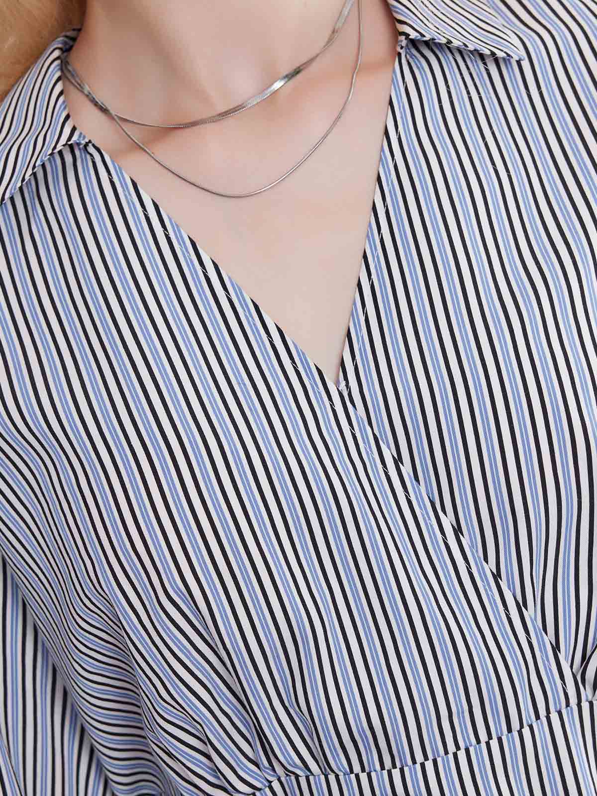 ASOBIO Long-Sleeve Asymmetrical Wrap Drapey Shirt