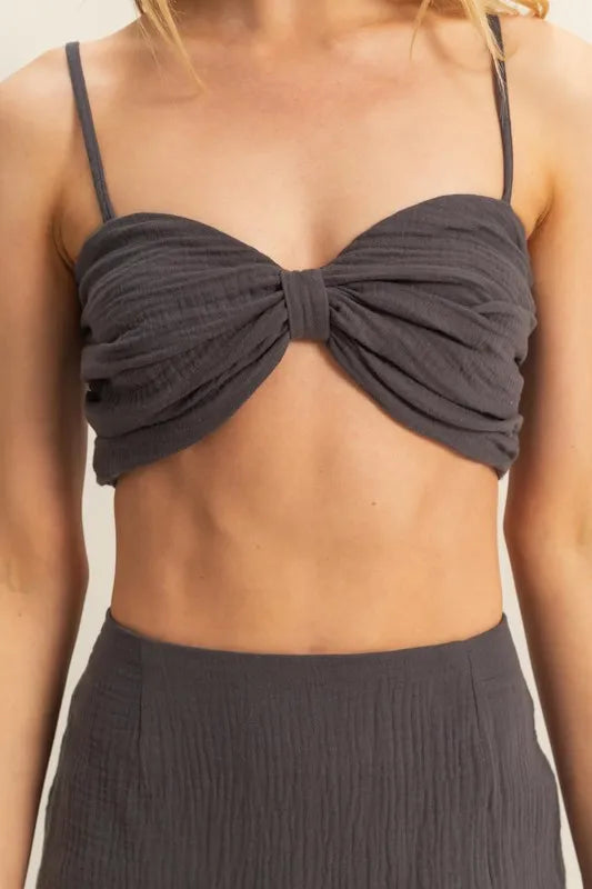 Hyfve Ruched Bra Top And Mini Skirt Set