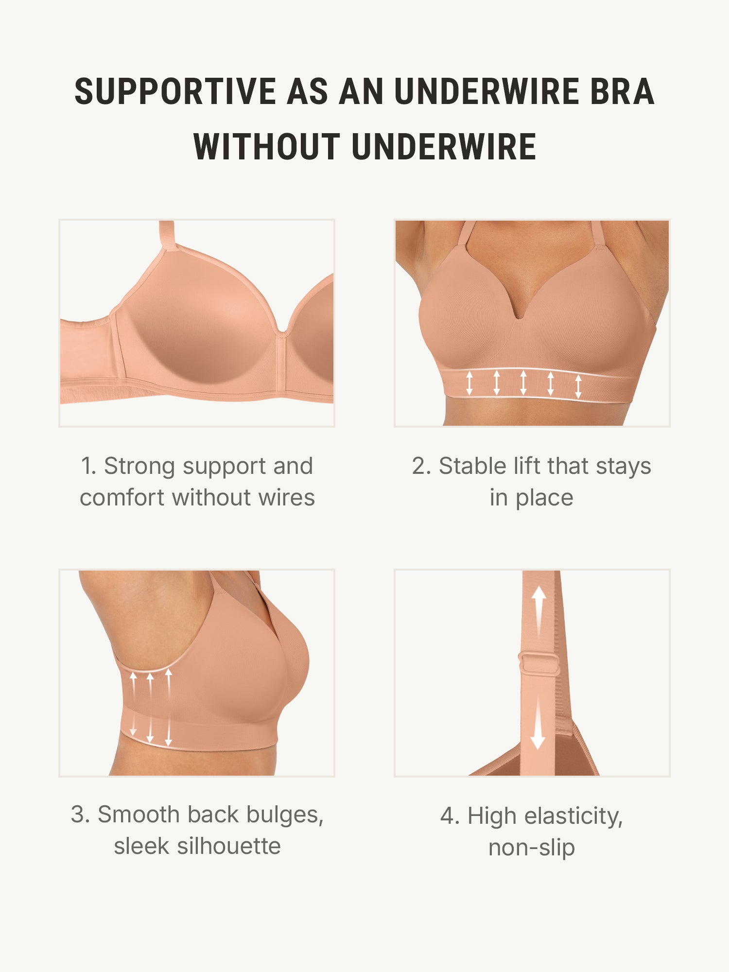 Feelingirl Wireless Push-Up Seamless Comfort Full Coverage Bra