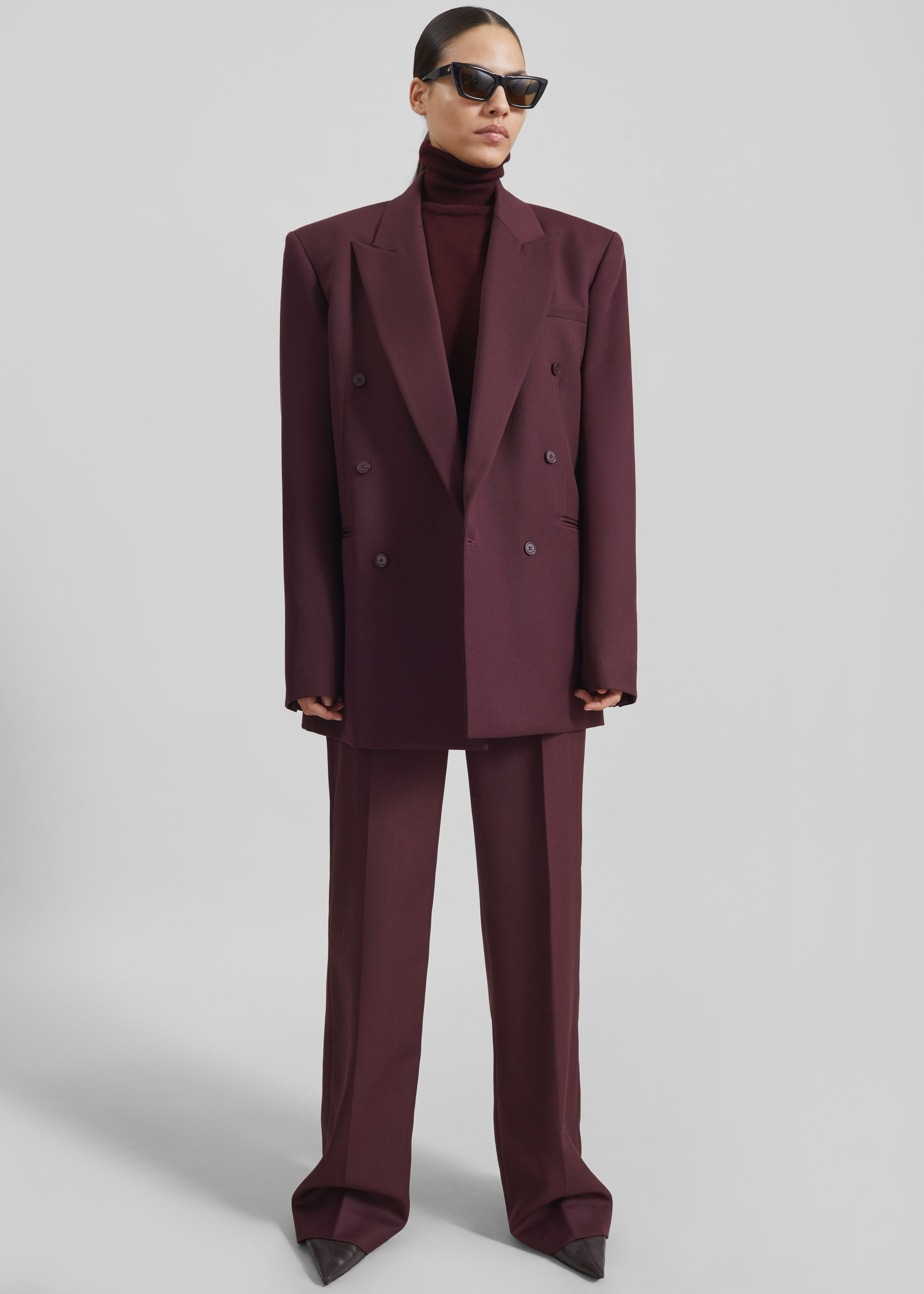 Monterey Structured Wool Blazer - Burgundy