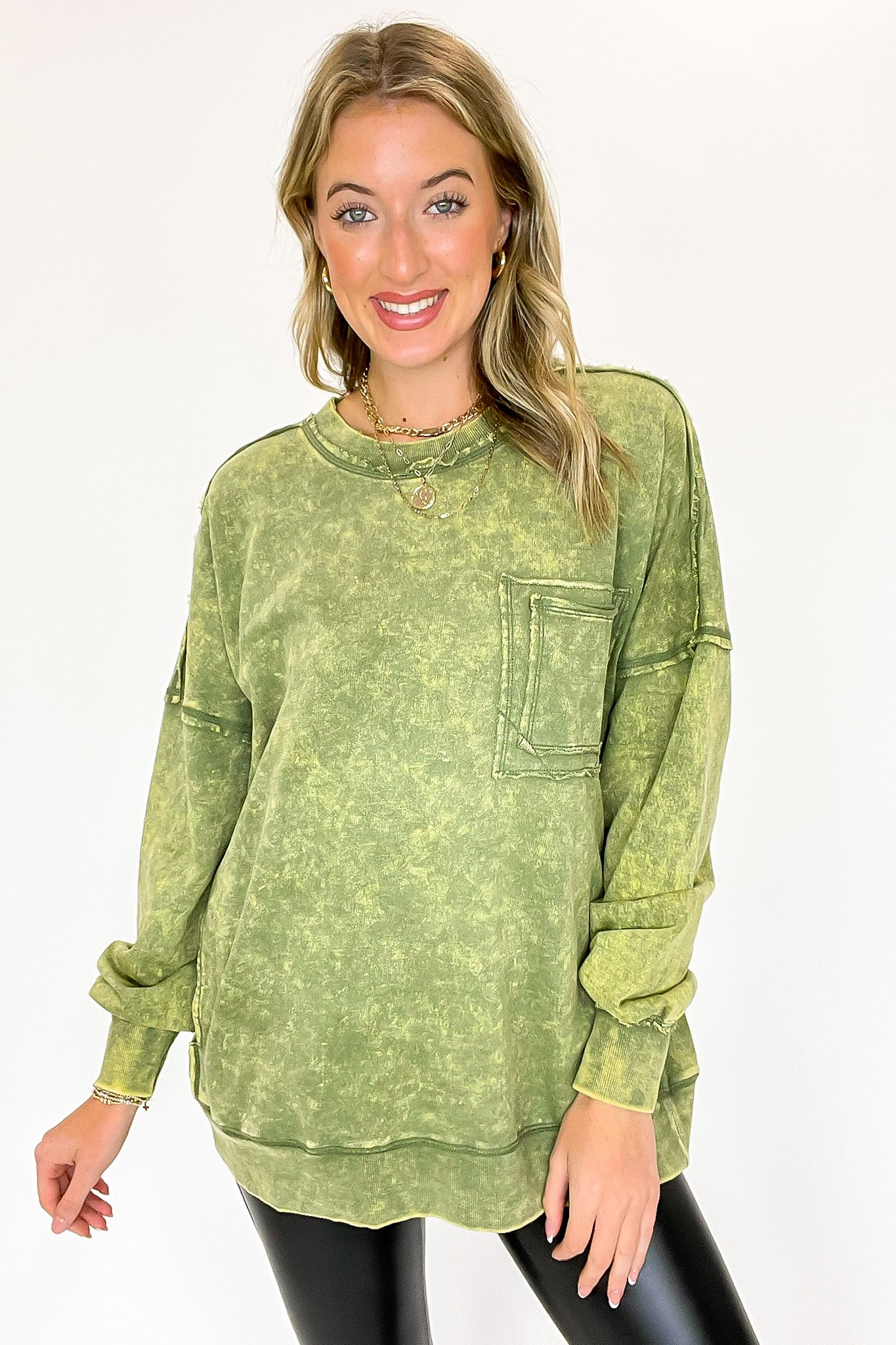 Vintage Acid Wash Raw Edge Pullover