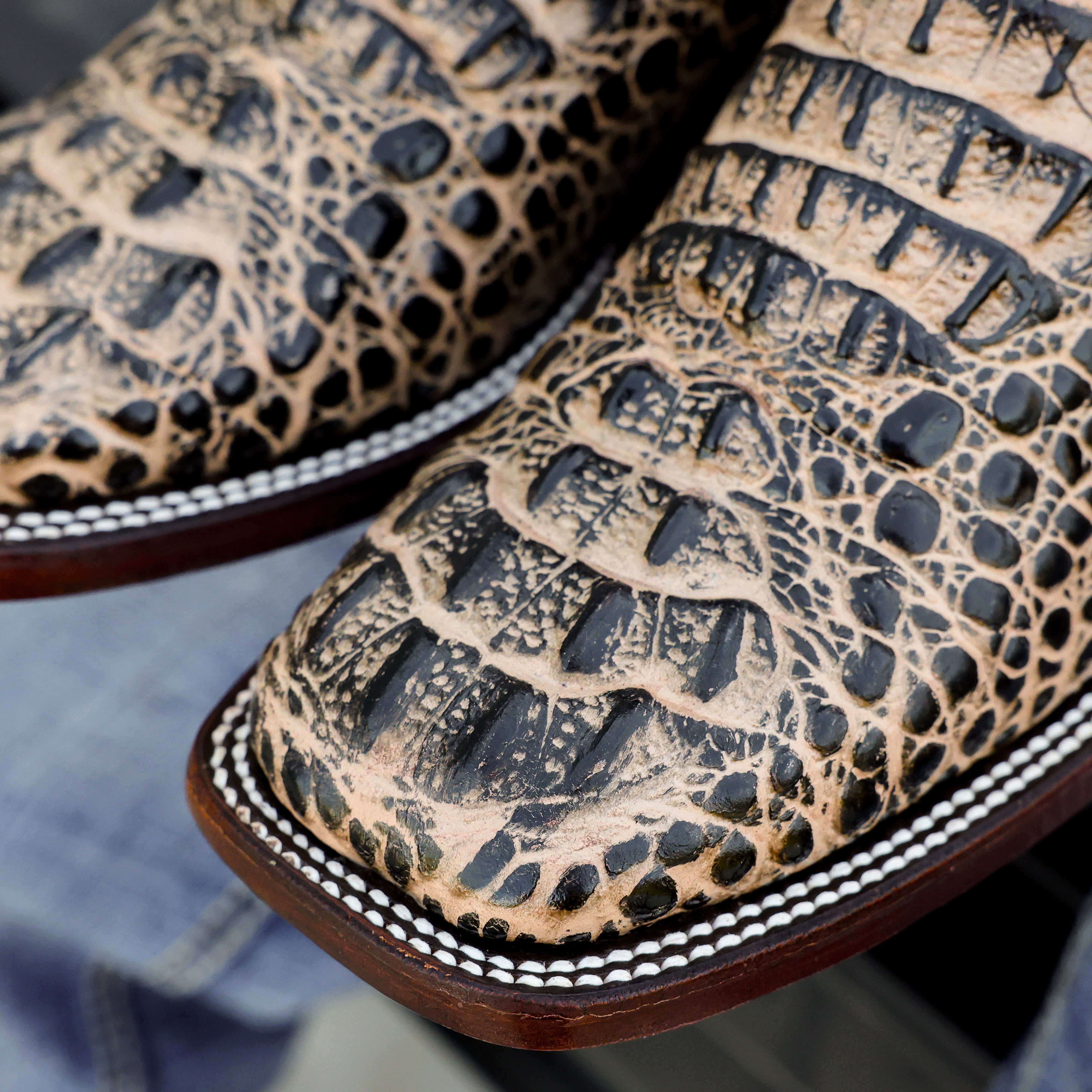 Orix Caiman Neck Leather Boots - Square Toe