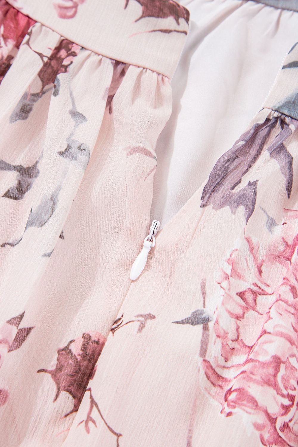 Floral Pleated Deep V Backless Maxi Dress