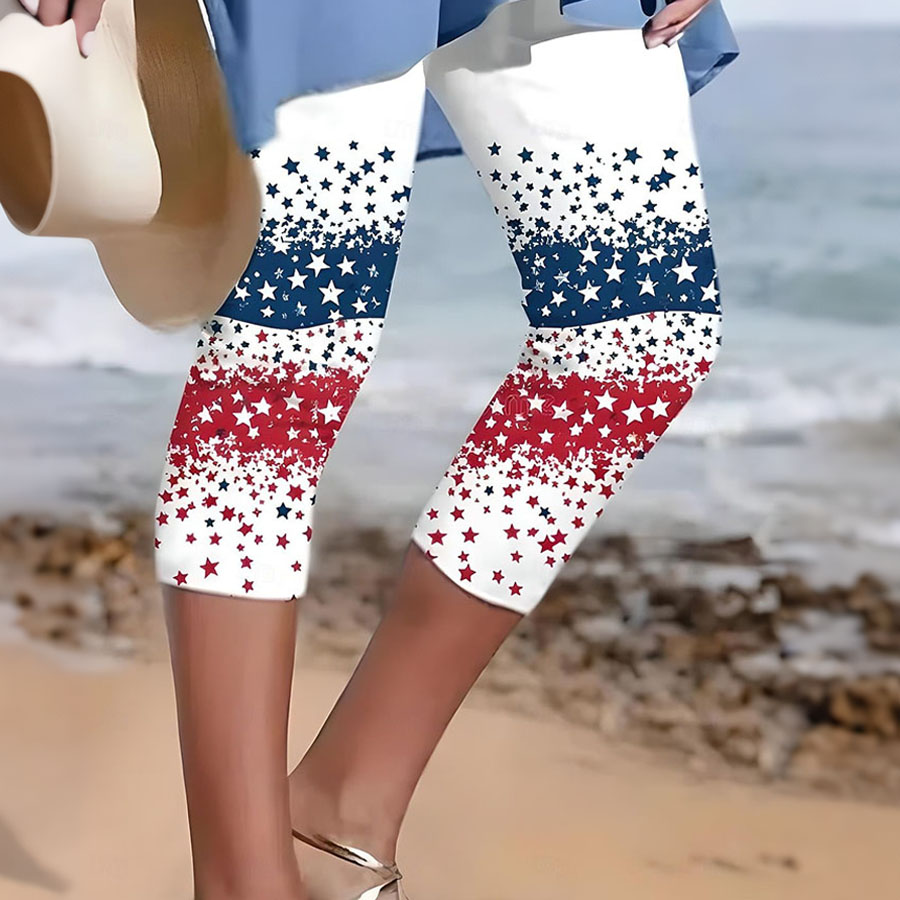 Women'S Casual Independence Day Commemorative Print Leggings For The 250Th Anniversary Of The Founding Of The United States