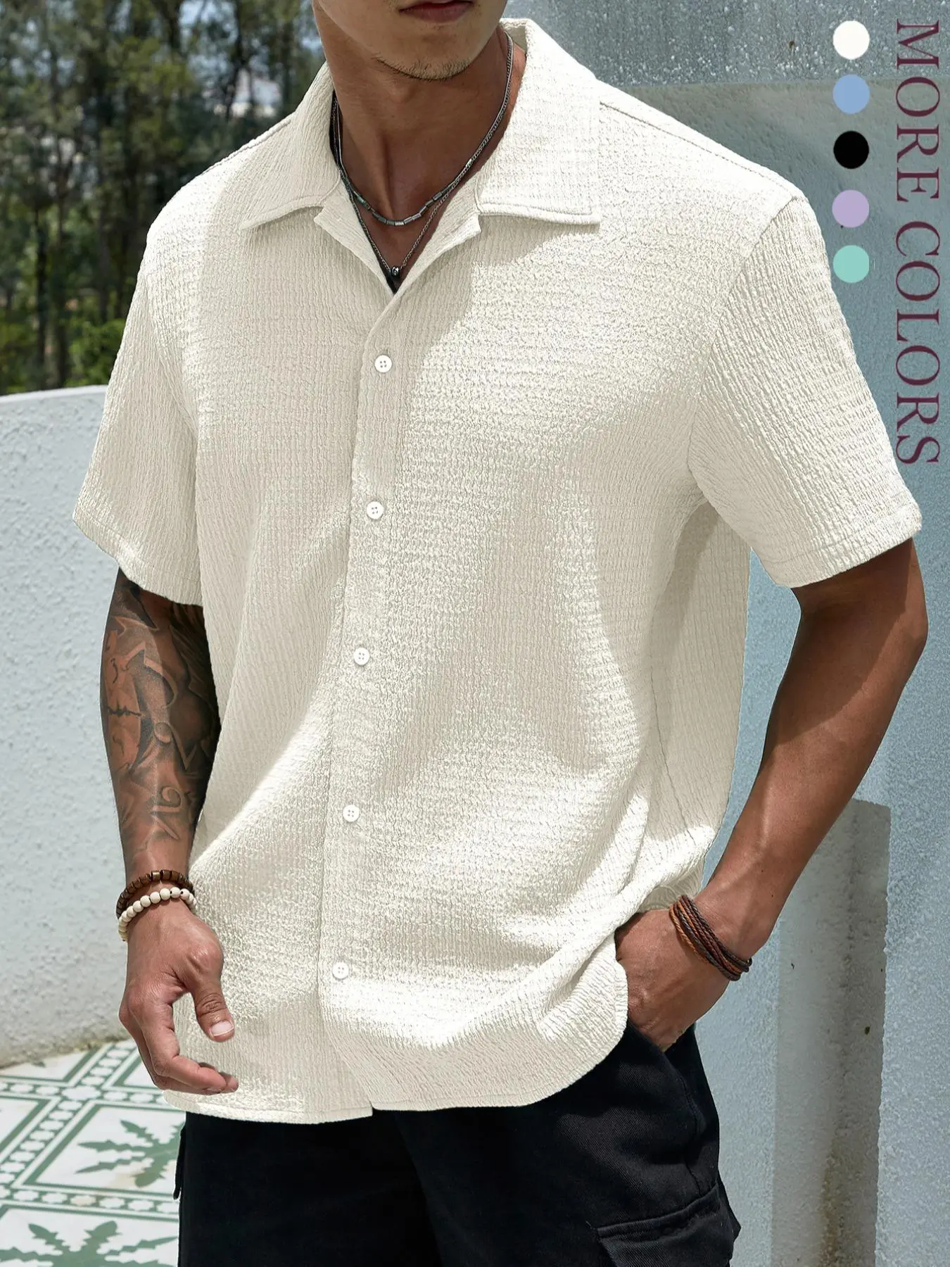 Men's Textured Button Front Shirt