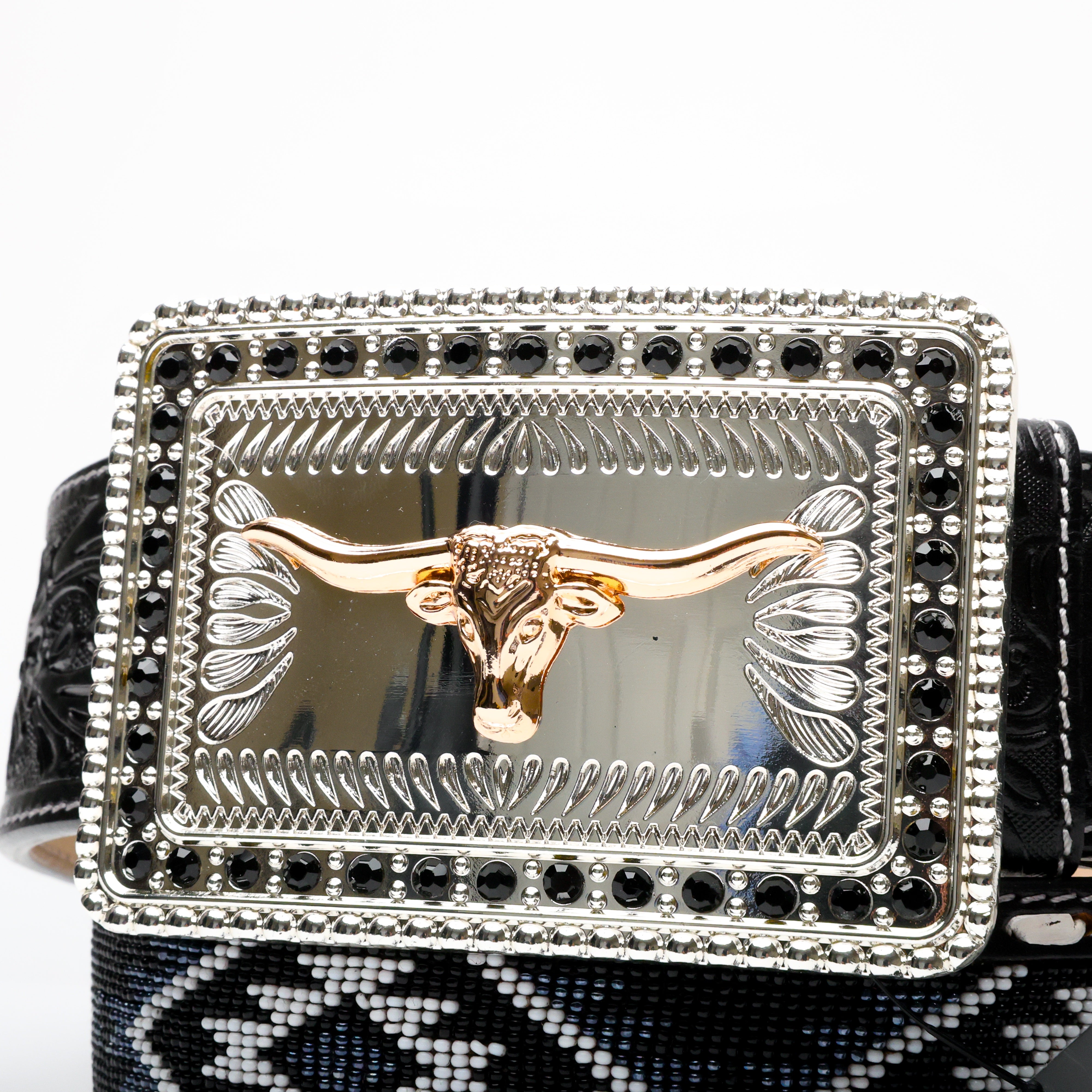 2 Inch Hand-Tooled Artesanal Beaded Leather Belt