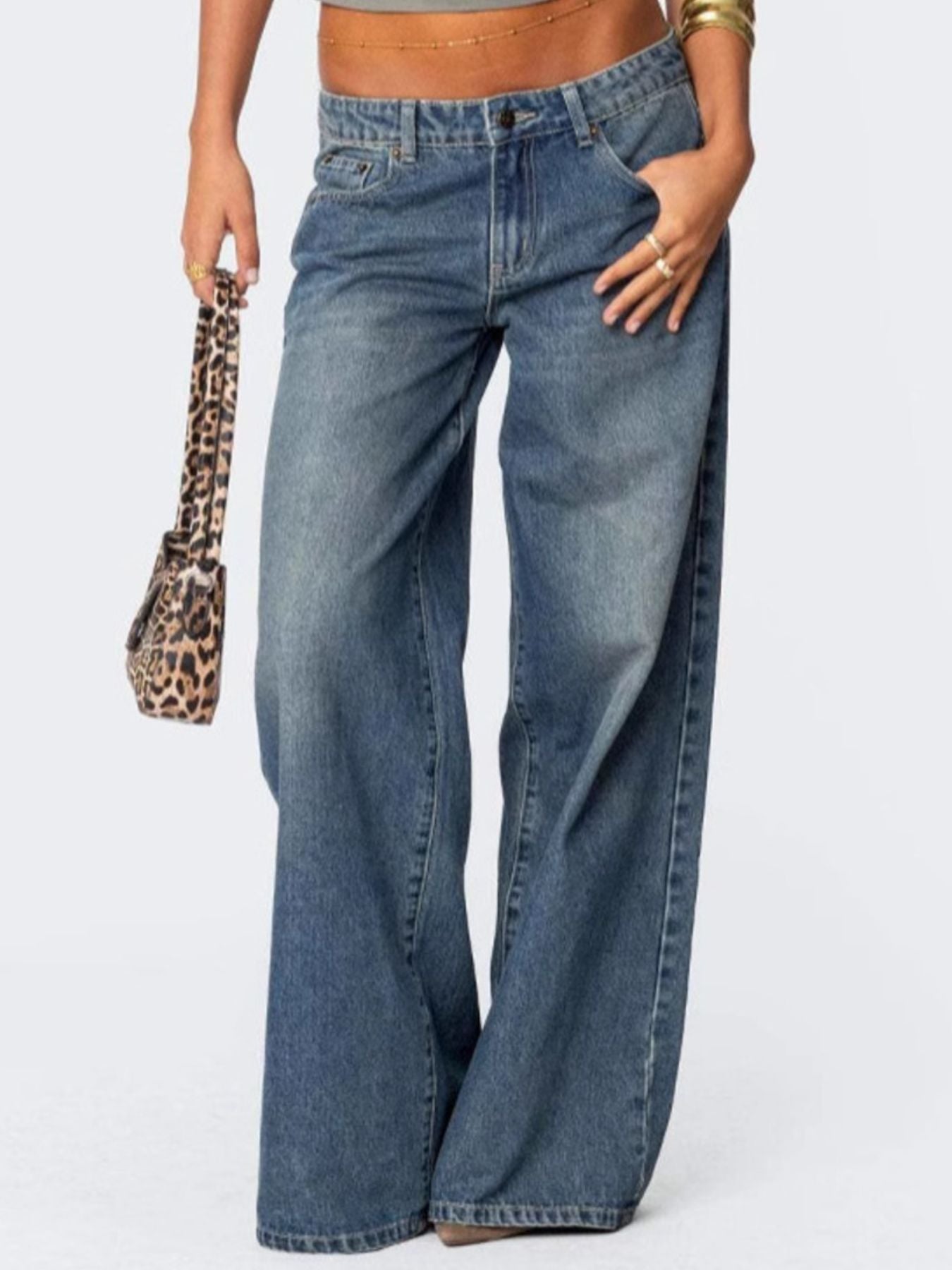 Vintage Wash Wide Leg Jeans