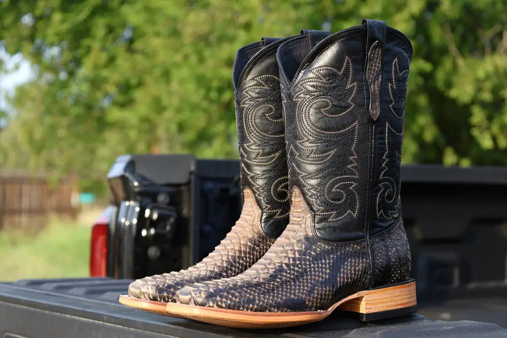 Men’s Dusty Brown Python Leather Boots With Black Shaft