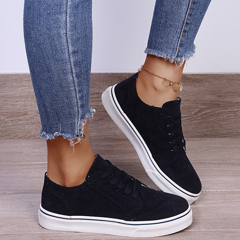 Lace-Up Suedette Flat Sneakers (multiple color options)