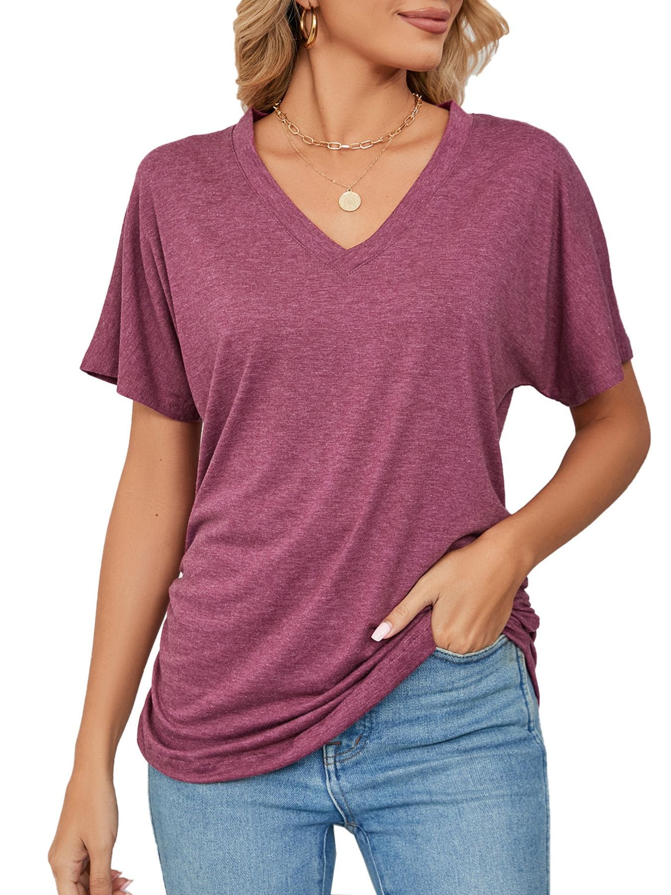 Casual V-Neck Short Sleeve T-Shirt