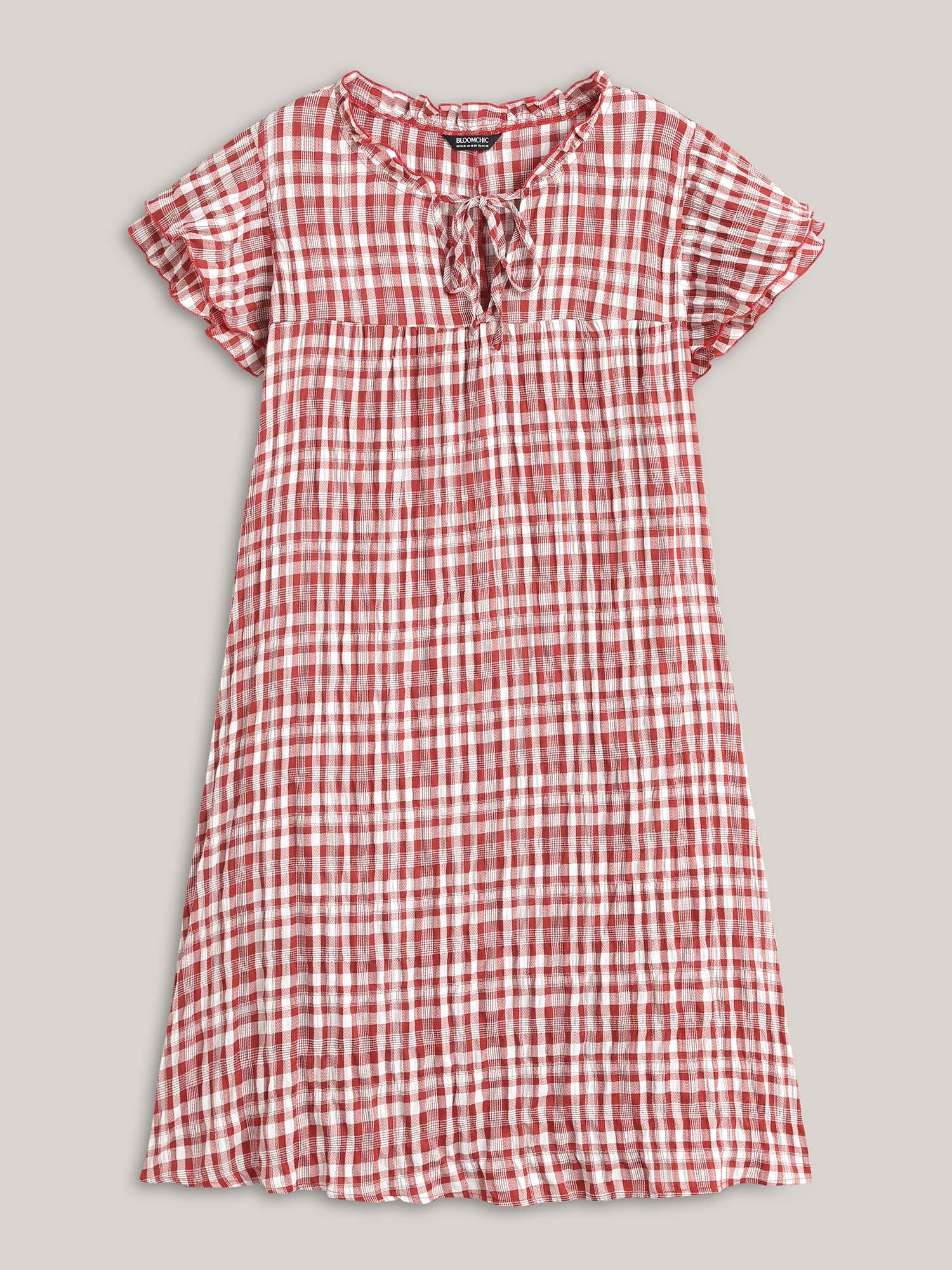 Sweet Plaid Pattern Pockets Mini Dress