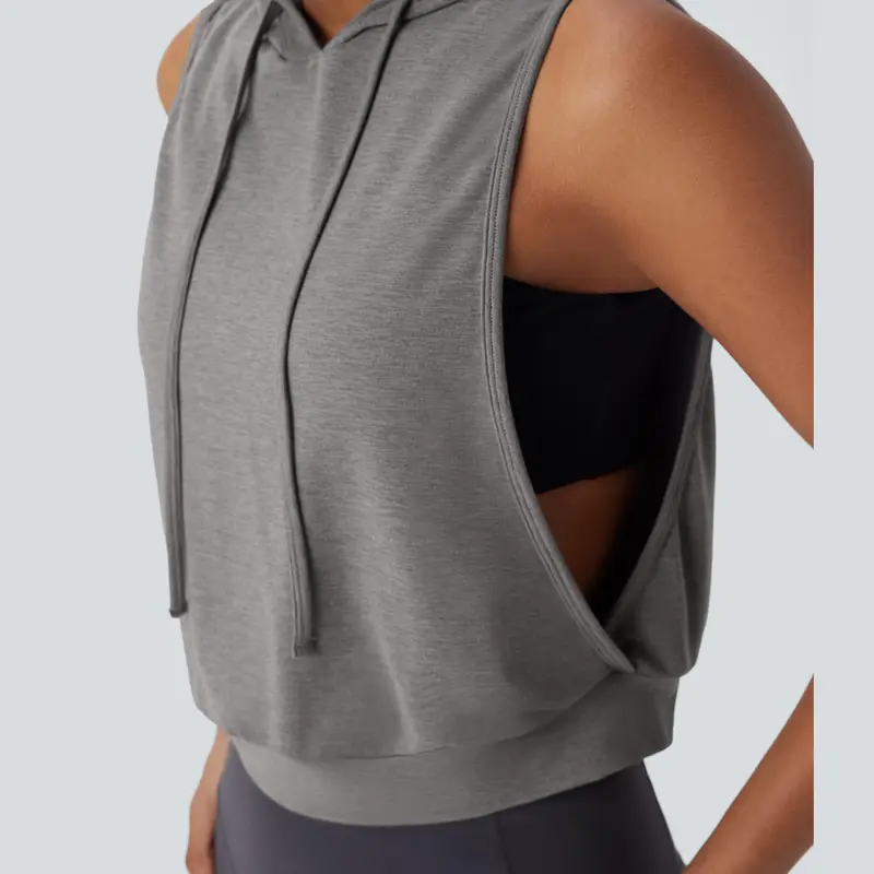 Halara Hooded Drawstring Sleeveless CroppedRunning Tank Top, Summer 2025 Outfits