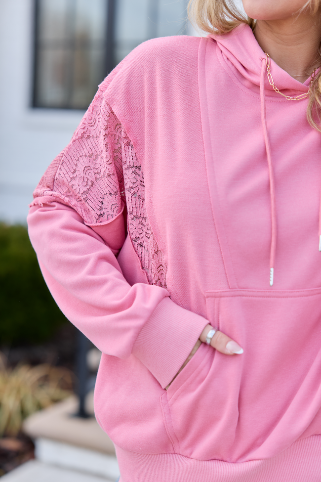 Emerson Mauve Lace Patchwork Hoodie