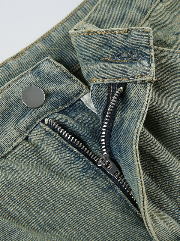 Vintage Raw Edge Denim Flared Pants