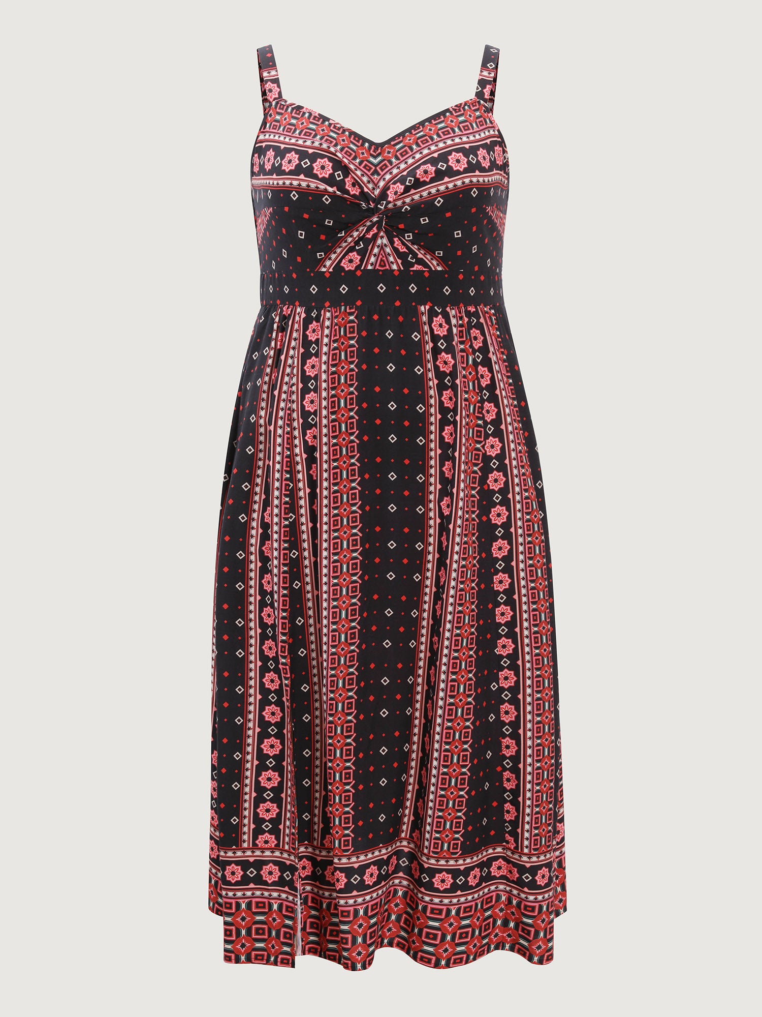 Boho Print Color Contrast Cami Maxi Dress