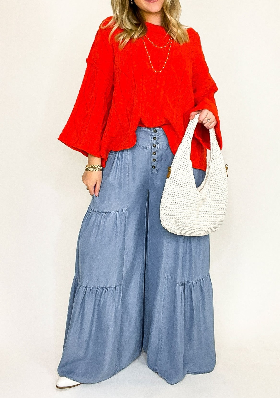 Tier Tempo Wide Leg Flowy Pants