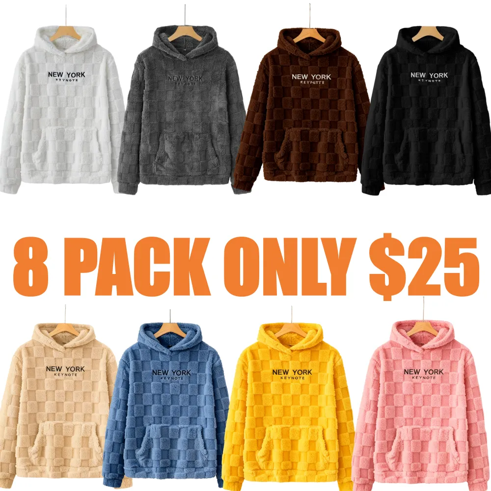 Letter Embroidery Flannel Hoodie