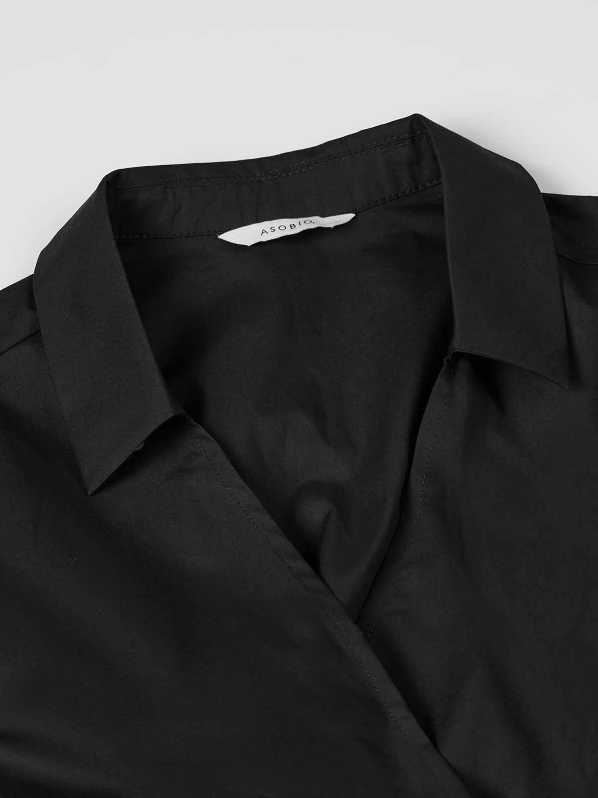 ASOBIO Long-Sleeve Asymmetrical Wrap Drapey Shirt